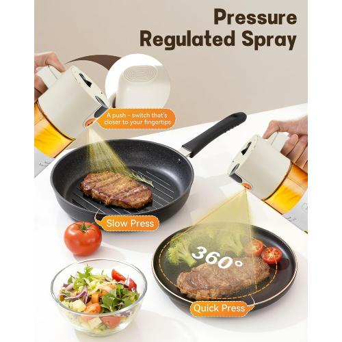 Olive Oil Sprayer & Dispenser Bottle for Cooking 17oz Dark Glass Oil Mister