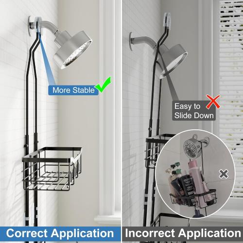 Upgraded Extended Length Shower Organizer with Hooks, Rustproof Shampoo Soap Holder, Large Hanging Bathroom Caddy