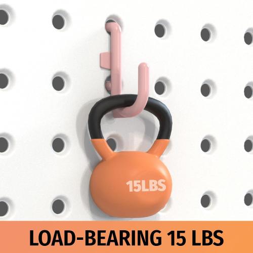 HUHOLE 100PC Pink Plastic Pegboard J Hooks for 1/4 Board