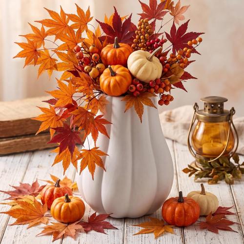 1 Pcs 6 Fall Pumpkin Vase Ceramic White Vase for Table Decor Centerpieces