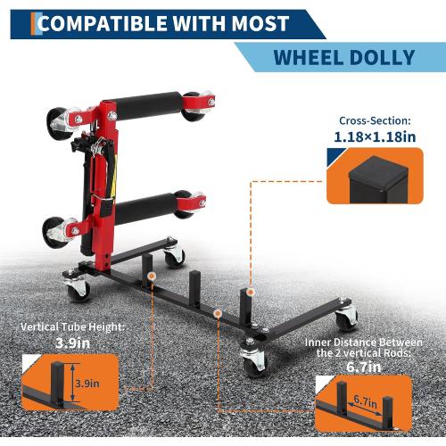 Heavy Duty Car Dolly Storage Rack, 4 Wheel Dolly Holder with 360° Swivel Casters, Universal Jack Stand Organizer for Garage, Workshop, and Auto Repair Space Saving