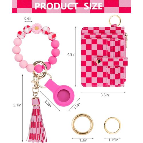Wristlet Wallet for Women, Keychain Wallet with AirTag Holder