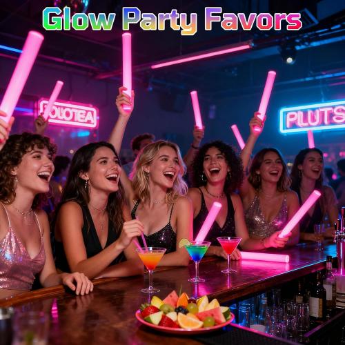 Foam Glow Sticks Bulk, 30 PCS Pink Light Up Foam Sticks 3 Modes, Glow Party Supplies for Wedding,Raves, Carnival, Concert, Halloween, Christmas, Valentine's Day