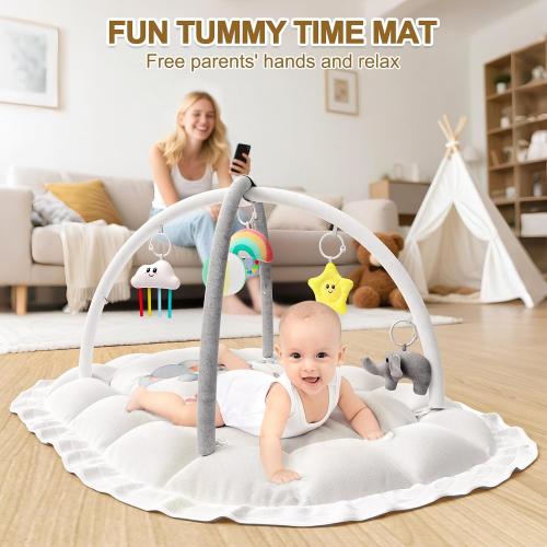 OCATO Baby Play Mat Gym Tummy Time Mat Thick Large Baby Activity Center | Baby Play Gym from Baby to Toddler Skills Development Baby Essentials Baby Shower Gifts Boy Girl for Babies