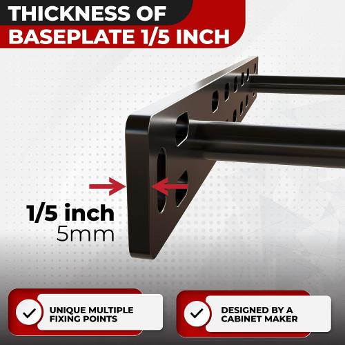 Set of 2 Floating Shelf Brackets 11 inch Multiple Mounting Location Baseplate/Heavy Duty Black Painted Mild Steel Bracket Hidden Wall Shelves Support Hardware Mount Kitchen/Nursery Decor (4 inch Rods)