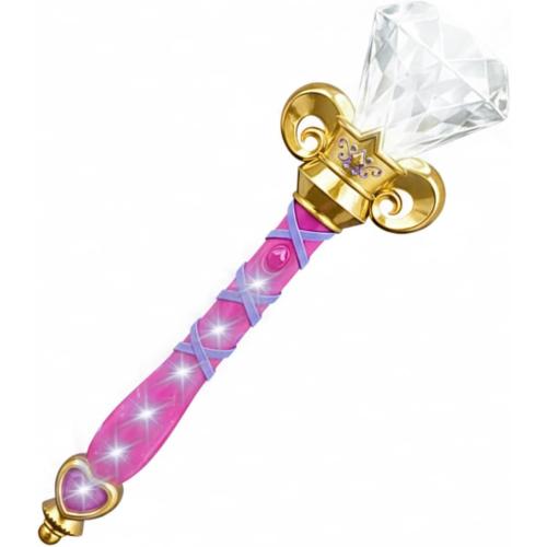 ArtCreativity Multi-Color Spinning Diamond Princess Wand - 14 Tall with LED Diamond and Handle, Batteries Included - Pink Light Up Princess Wand for Little Girls