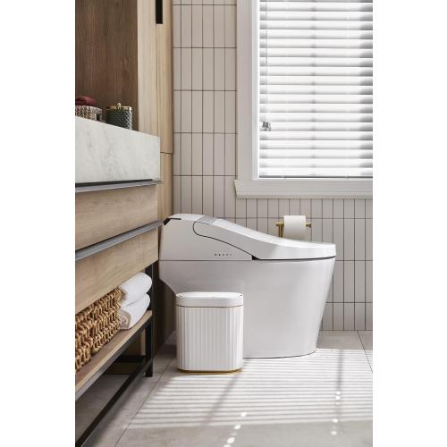ELPHECO Bathroom Trash Can with Lid, 2 Gallon, Motion Sensor, White Gold
