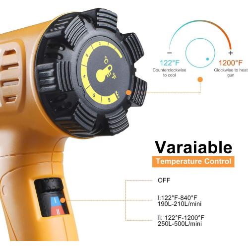 SEEKONE 1800W Heat Gun Variable Temp 122℉-1202℉ for Crafts, Shrink Wrap
