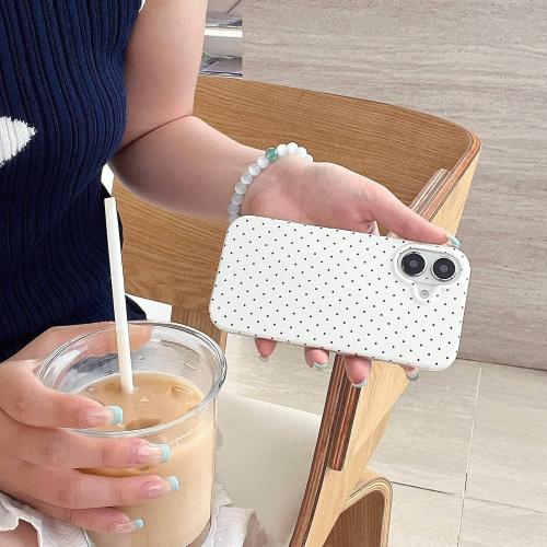 Aesthetic Polka Dot Retro Phone Case for iPhone 16 6.1,Vintage Trendy Unique Simple Pattern Design Elegant Chic Pretty Stylish Protective Girls Women Cases for i16 White
