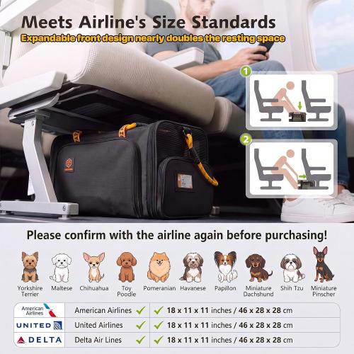 PAWZIDEA Expandable Pet Carrier for Small Cats & Dogs, TSA Airline Approved