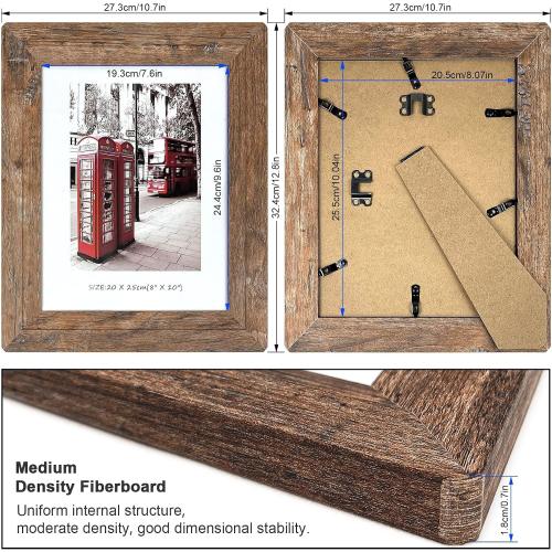 8x10 Wooden Picture Frames with Real Tempered Glass Rounded Corners