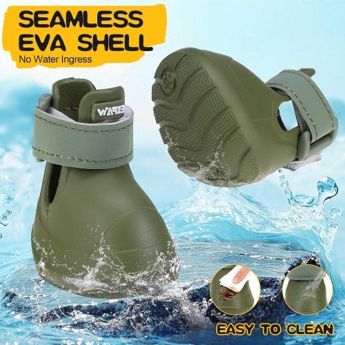 EXPAWLORER Dog Shoes for Hot Pavement Small Medium Large Dogs, Waterproof Non-Slip Dog Summer Booties with Socks, Easy On & Off Pet Boots & Paw Protectors, Easy-Clean for Beach Outdoor Rain (Green L)