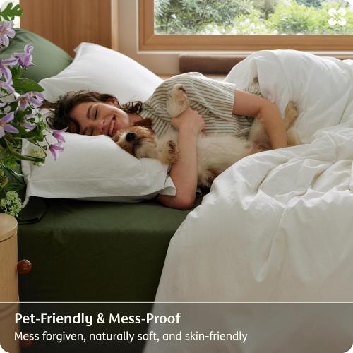 Bedsure PureWoven 100% Washed Cotton Duvet Cover Set, Queen Size, 3-PC