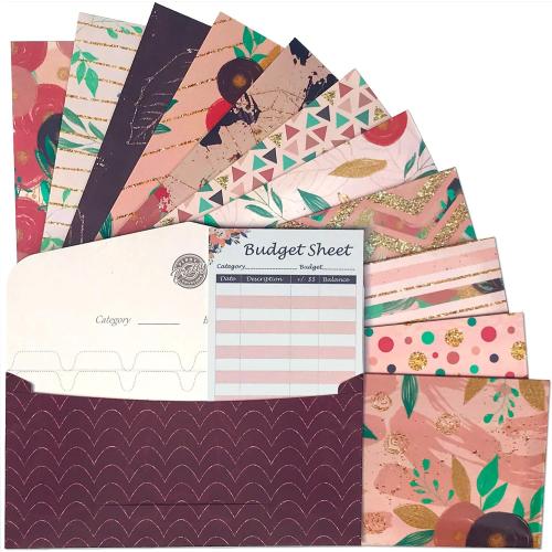 Saveyon 12 Laminated Budget Envelopes & Budget Sheets for Cash Envelope System, Money Envelopes for Budgeting, Budget Planner Organizer to Simplify Your Money Management & Expense Tracking