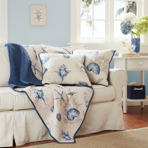 Madison Park Nantucket Oversized Coastal Printed Microfiber Quilted Throw Blanket