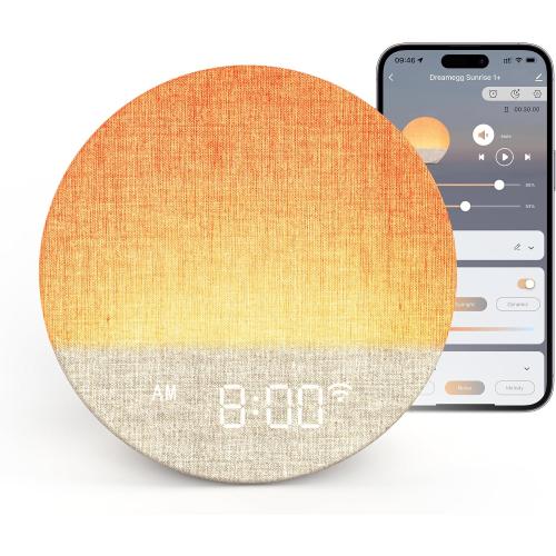 Dreamegg Sunrise 1 Pro - Sunrise Alarm Clock, Sound Machine for Sleep, Favorites Mode, Sleep Routines, Dimmable Night Light, 29 Soothing Sounds, White Noise Machine, Wake Up Light for Bedrooms, Adults