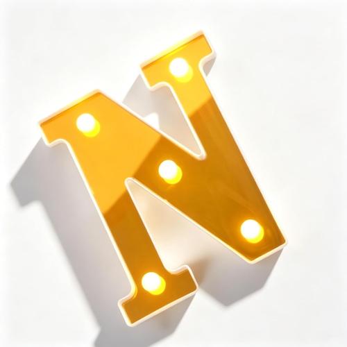 LED Gold Glitter Marquee Light Up Letters Battery Operated Letter-N,