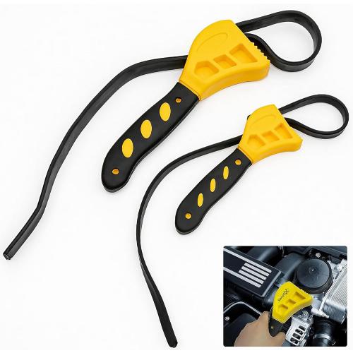 2-Pack Adjustable Rubber Strap Wrench Set – 25.20 & 20.48 Heavy-Duty Strap Wrench for Oil Filter, Jar Opener, Water Filter, Plumbing, Sink, Faucet – Non-Slip Multipurpose Wrench Tool