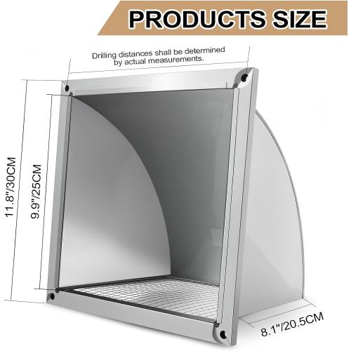 304 Stainless Steel Outdoor Wall Vent Cover, Exterior Dryer Vent Outlet Grille Louvered Duct Ventilation with Mesh Screen and Tool for Storage Room, Kitchen and Bathroom，12x12