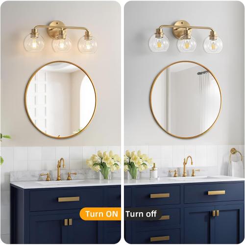 Bathroom Light Fixtures Gold Vanity Light 3 Light Brushed Brass
