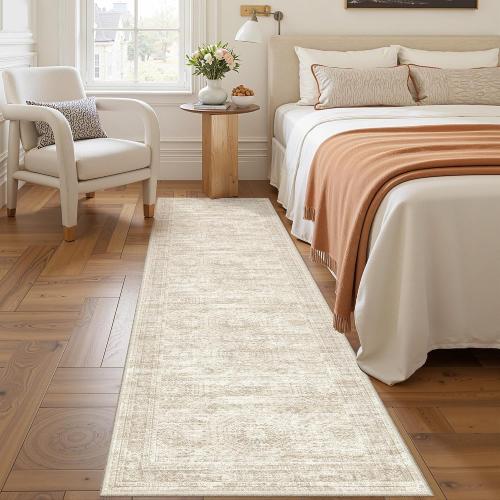 2x8 Runner Rug Non Slip,Washable Hallway Runner Rug,Beige