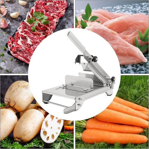 Manual Meat Slicer, Stainless Steel Frozen Meat Food Slicer Beef Mutton Household Vegetable Food Slicer Slicing Machine for Fish Chicken Restaurants and Home