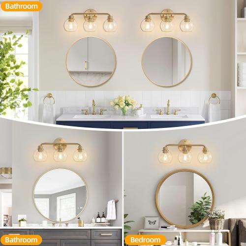 Bathroom Light Fixtures Gold Vanity Light 3 Light Brushed Brass