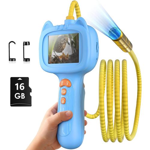 Borescope Snake Camera with Light for Kids，STEM Endoscope Educational Toy Kit，Outdoor Camping Nature Science Exploration Hoilday Birthday Gift for Boys & Girls Ages 3  Years Old (Blue)