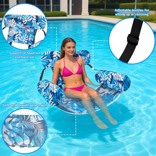 3 Pack Pool Floats Adult, Adjustable Heavy Duty Inflatable Pool Floats Chair, Portable Pool Float Lounger for Adults & Kids, Pool Floaties Noodles for Summer Pool Beach Lake Party Relaxing Fun