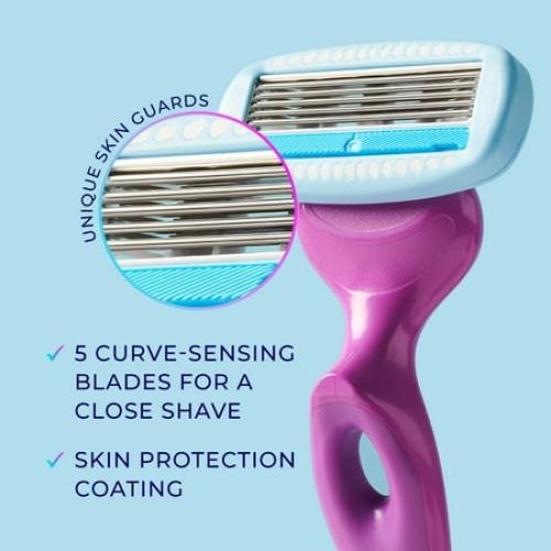 Schick Hydro Silk Moisture Razor Blade Refills, 6 ct, 5-Blade Moisturizing Razors for Women