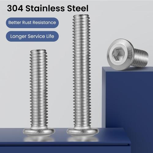 1/4-20 Bolt, 30Pcs 1/4-20 x 1-1/4 Flat Head Hex Socket Cap Screws, 304 Stainless Steel 18-8 Furniture Bolts, Full Thread (with Hex Spanner)