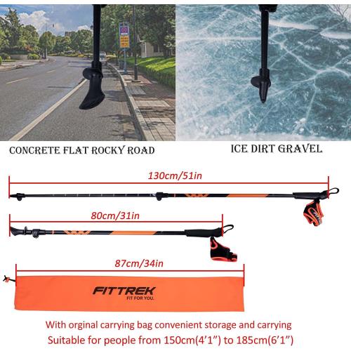 FitTrek Nordic Walking Poles for Men Women - 2 Pack Aluminum Nordic Walking Sticks - Nordic Poles with Ergonomic Grip Adjustable Ultralight for Hiking, Camping, Trekking, Mountaineering, Backpacking