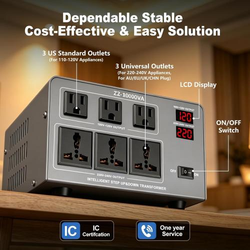 10000W Voltage Converter Transformer, Step Up/Down 110V/120V to 220V-240V