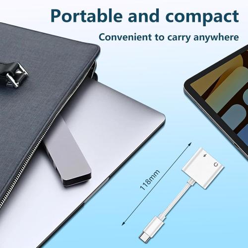 Dual USB C Headphone and Charger Adapter for iPhone, USB Type C to Aux Audio   Charge Dongle Adapter for iPhone 17/17 Pro/17 Pro Max/Air/16/16 Pro Max/15/15 Pro Max (2PACK)