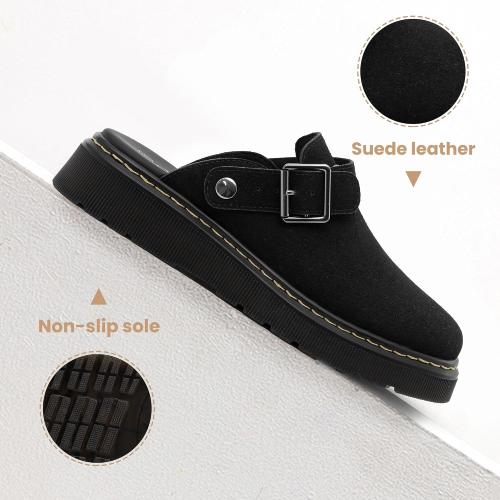 Athlefit Women's Slip On Suede Clogs with Back Strap