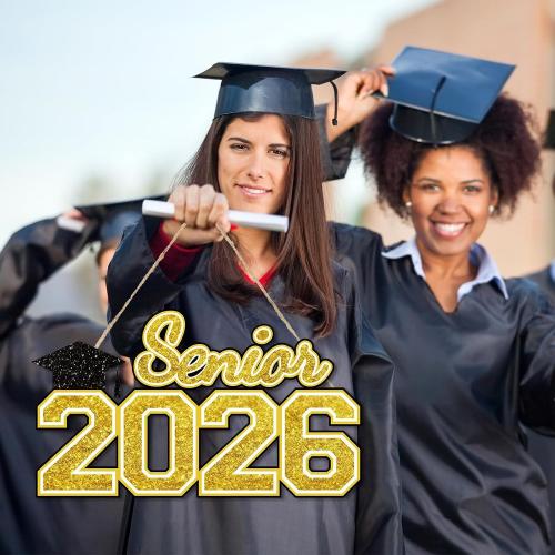 Senior 2026 Sign Wooden Graduation Decorations Gold Graduation Hanging Decor 2026 Grad Letter Sign Wooden Photo Booth Prop for Senior Night High College School Celebration Grad Party Supplies(red ♥️)