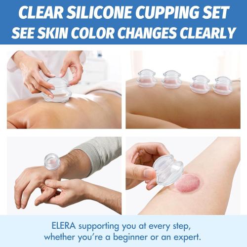 ELERA Silicone Cupping Therapy Set – Transparent Massage Cups in 4 Sizes (XL, L, M, S) for Body Relaxation, Cellulite & Home Wellness (Gourd Shape 4-Pack)