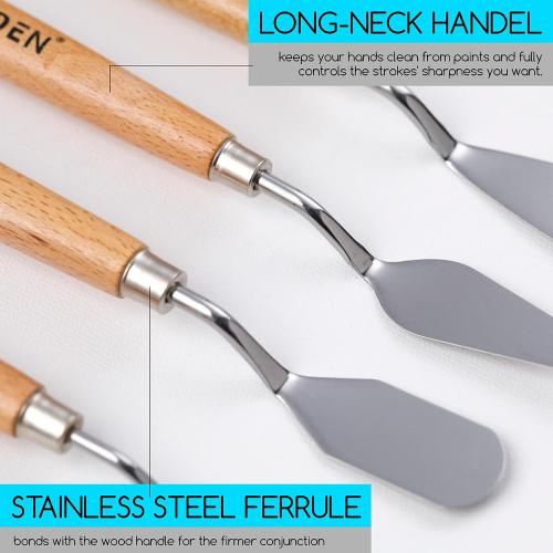 MEEDEN 5Pcs Palette Knife Set: Stainless Steel Painting Knives Wood Handle