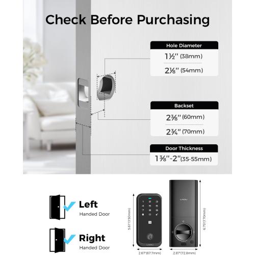 WiFi Smart Lock HomeKey Keyless Entry Door Lock Fingerprint Deadbolt