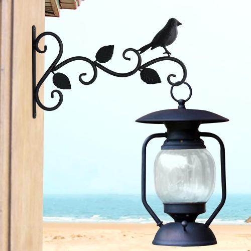 JIALAI HOME Hanging Plants Bracket 12 Bird Planter Outdoor Hooks Hangers for Flower Baskets Pot Bird Feeder Wind Chimes Lanterns Patio Garden Outdoor Indoor Metal Black, 4 Packs
