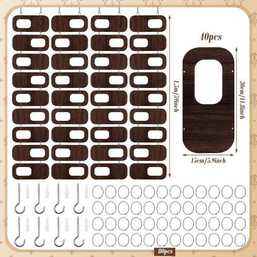 Thyle 4 Strings Mid Century Modern Room Divider Brown Hanging Decorative Screen Accents Abstract Wall Sculpture Geometric Panels for Interior Panel Privacy Screen Panels Set