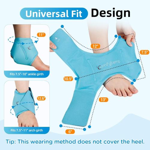 Comfytemp Ankle Ice Pack Wrap for Plantar Fasciitis, Foot Pain Relief, 2pcs