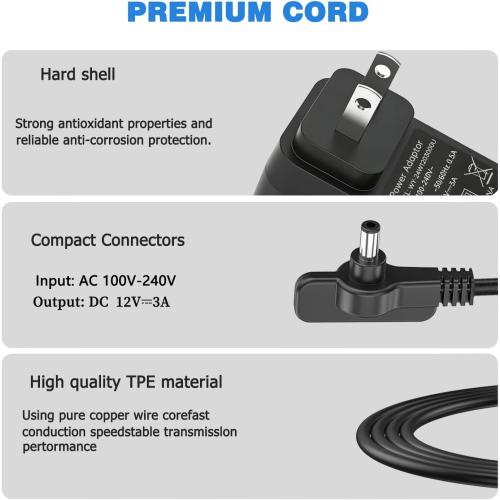 12V Charger Compatible with Shark FlexBreeze Outdoor Fan FA222, FA222WH, FA302, and FA302WH Wireless Portable Fan Adapter Power Cables