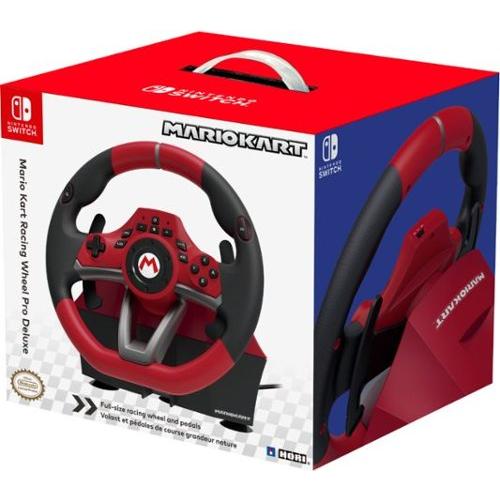 Hori - Red and Black Super Mario Kart Edition Nintendo Switch Deluxe Pro Video Game Racing Wheel