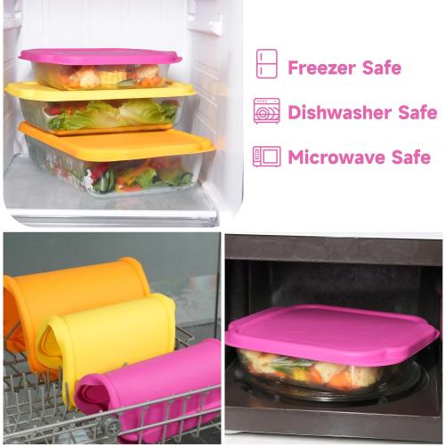 Silicone Lids for Pyrex 222丨232丨233丨222-D丨232-D丨233-D Glass Baking Dish, 3 Pack Silicone Lids for Pyrex Glass Baking Dish, Dishwasher & Freezer & Microwave Safe (Baking Dish Not included)
