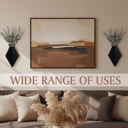 Chunful 2 Pcs Wooden Wall Planter Decor,Black,9.8 x 6.6 x 1.2 Inches