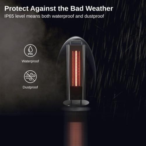 EAST OAK 1500W Patio Heater, Table Side Portable Electric Heater with Double-Sided Heating & 3 Heating Levels, IP65 Waterproof Outdoor Heater with Remote, and Protection from Tip-over & Overheating