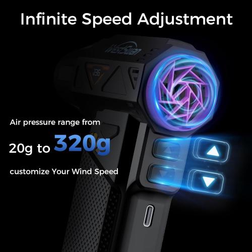Compressed Air Duster, 210000RPM Mini Electric Air Duster Equipped with Continuously Variable Speed, Cordless Turbo Blower for Keyboard, PC, Car, Home, Outdoor