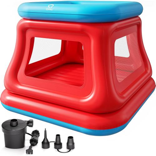 QPAU Inflatable Bounce House for Kids Ages 3 to 6, 3 in 1 Play Center