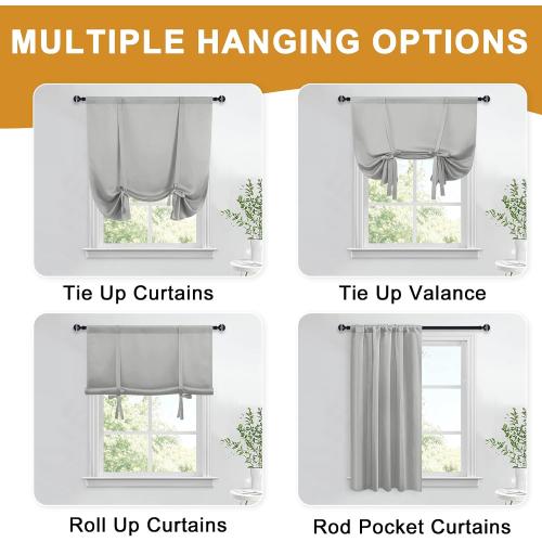 Hiasan Blackout Curtains-Tie Up Curtain, Sliver Grey, W34 X L45